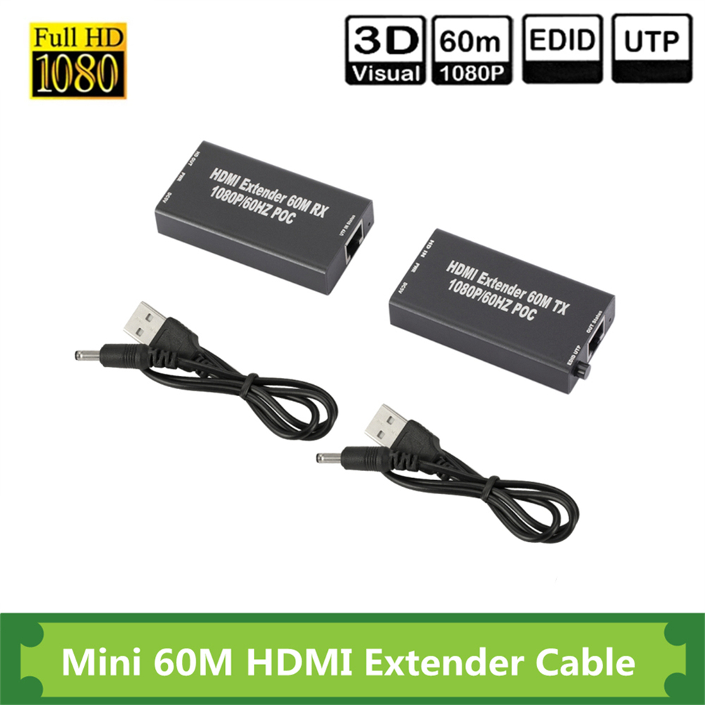 1080p HDMI ȣȯ Extender 3D HDMI ȣȯ ۽ű ű TX RX Cat5e Cat 6 ̴ ȣ RJ45 Lan ȯ 60M